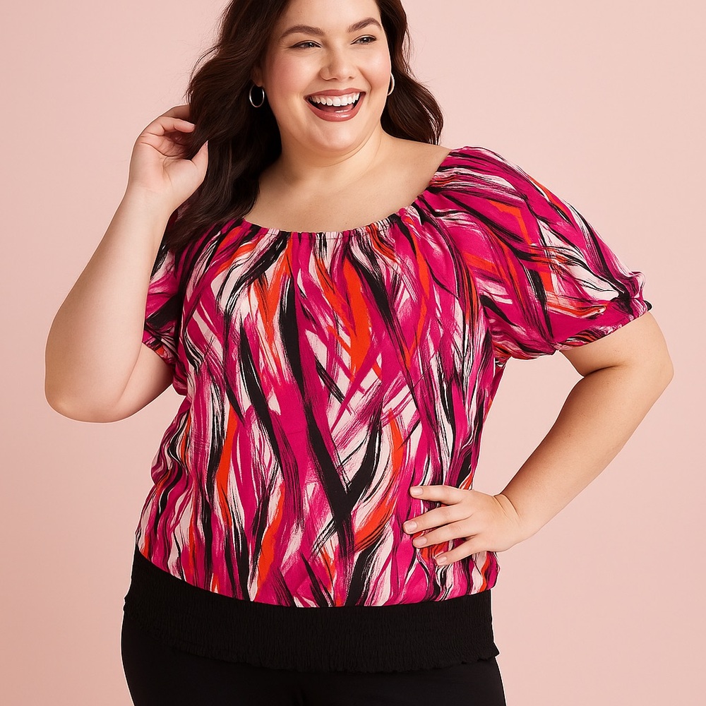 Cato Woman Abstract Brushstroke Blouse (22/24W)